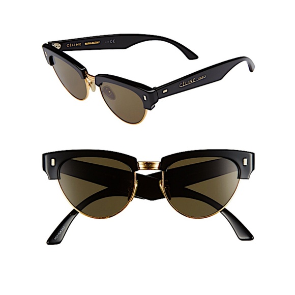 Celine CL 40059U Metal Womens Aviator Sunglasses Black 51mm - Picture 1 of 9